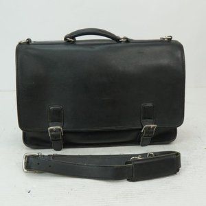 Coach Black Leather Briefcase Messenger Bag laptop